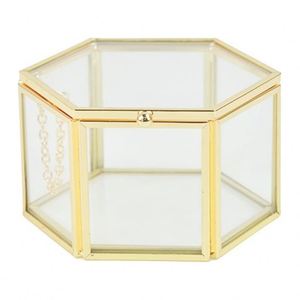 Caja de Joyería de Vidrio de Lujo, Porta Anillos de Boda, Caja Geométrica Hexagonal para Guardar Joyas, Caja de Exhibición Transparente, Regalo de San Valentín para Ella - Product Image 1