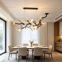 Lustre moderne en céramique florale, style branche d'arbre, linéaire, pour salle de thé, table à manger, salon