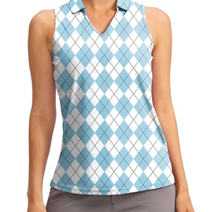 Camisetas sin mangas con cuello en V acanaladas para niñas y camisetas de golf con cuello, de nailon/cachemira, peso de tela 160g - Product Image 3
