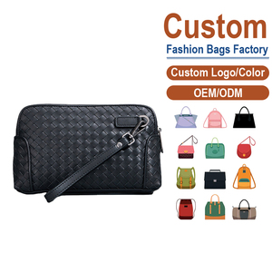 Elegante Bolso Clutch de Cuero Tejido para Hombre — Tejido a Mano con Diamantes, Correa Desmontable, Perfecto para Profesionales Urbanos y Eventos Nocturnos - Product Image 2