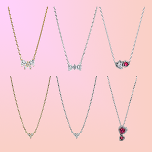 Colliers pendentifs en forme de cœur tendance en argent sterling 925 plaqué or 14 carats, chaîne à maillons - Zircon d'eau douce, finition rhodiée pour femmes - Product Image 1