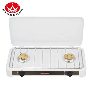 Vente chaude Couleur Revêtement Fer Portable Cuisinière À Gaz Blanc 2 Brûleurs Euro Gaz Table De Cuisson