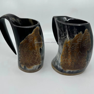 ฮอร์นเครื่องดื่มธรรมชาติขัดเงาพร้อมสายคล้องหนังแบบแขวนทำด้วยมือจากอินเดีย - Product Image 5