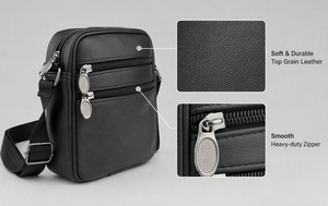 Sac bandoulière pour homme en cuir Crazy Horse, cuir véritable, imperméable, de haute qualité, vintage, mode décontractée, sac messager - Product Image 6