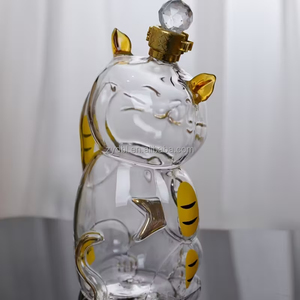 2025 modello carino colore trasparente portafortuna a forma di gatto bottiglia di vino in vetro per bar e famiglie per la <span class=keywords><strong>collezione</strong></span> di <span class=keywords><strong>Whisky</strong></span> - Product Image 6