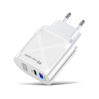 Nouvel adaptateur mural de voyage à double port Type-C PD 3.0 20W à charge rapide QC3.0 OTP avec prises AU US EU UK