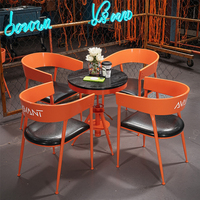 Table et chaise de café en fer créatif industriel, utilisation en extérieur, salle de sport, restaurant, filet rouge pour le loisir, thé au lait pour café