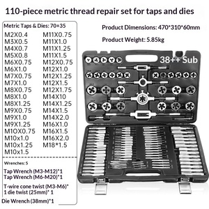 Adjustable Ratchet <strong>Tap</strong> Wrench <strong>Set</strong> for Wire Thread Inserts Pneumatic <strong>Socket</strong> <strong>Tap</strong> <strong>Set</strong> 110-Piece Chuck <strong>Set</strong> Model 5804 - Product Image 2
