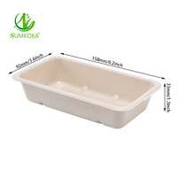 Plateau personnalisé en bagasse de canne à sucre SUMKOKA avec film de revêtement laminé PLA/CPET/PE/PBAT/EVOH, résistant à l'eau et à l'huile, vaisselle