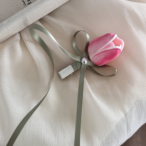 Pinza para el pelo Sweet Tulip de 5 cm con diseño de borde de cinta de tela y malla, accesorios para el cabello para mujeres y niñas - Product Image 3