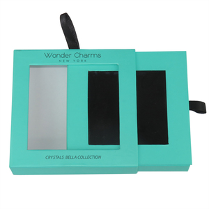 Boîte cadeau rigide en papier carrée personnalisée en trois parties avec insert en velours pour bijoux, petite boîte d'emballage pour bagues - Product Image 2
