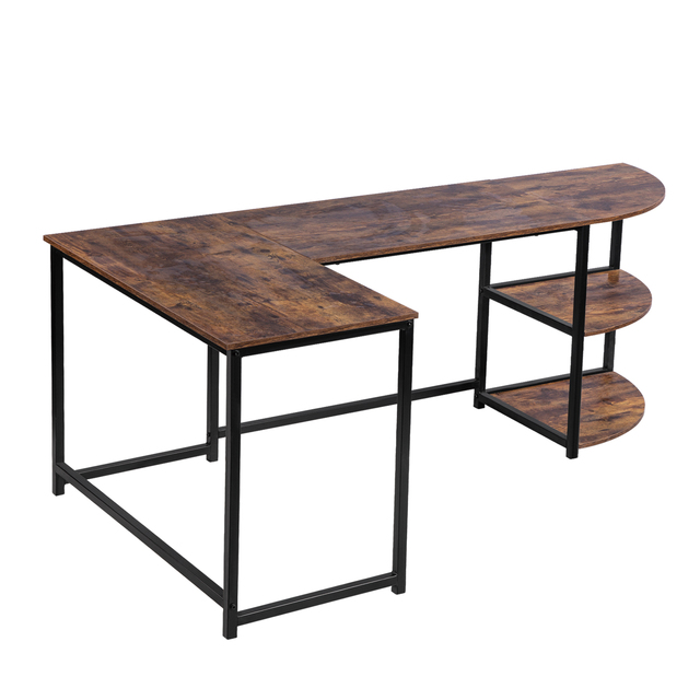 IRONRIDGE Modern Industrial Simple Classic Dark Wood Adjustable Metal Frame Study Table Computer Writing Desk for Small Room