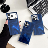 Coque de téléphone antichoc en TPU souple avec motif de soie scintillante et bords droits pour iPhone 13 14 15 16 17 Pro Max, effet ondulations brillantes