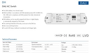 Interruptor de Atenuación DALI DH (<span class=keywords><strong>DT7</strong></span>) 100-240 VCA 2 Canales * 5 A, Interruptor de CA con Garantía de 3 Años, 2400 W - Product Image 3