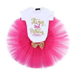 Rápido, vestido de moda de 1st 2nd cumpleaños niños bebé niña mameluco de <span class=keywords><strong>tul</strong></span> <span class=keywords><strong>Tutu</strong></span> vestido para 1St cumpleaños - Product Image 1