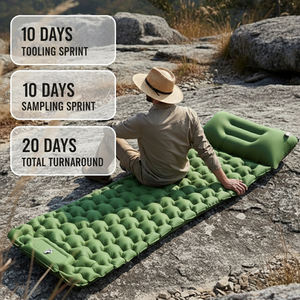 Складной легкий портативный современный односпальный надувной матрас для кемпинга со встроенным насосом, водонепроницаемый, чехол из нейлона 50D, для спальни - Product Image 2