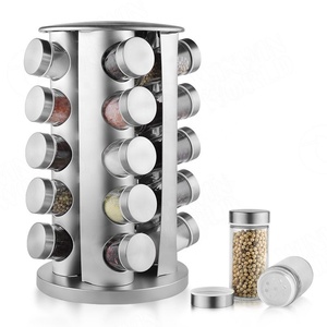 Spice Rack  20-Jar spice organizer  Rotating Spice Holder Shelf For Kitchen Cabinet Organizer