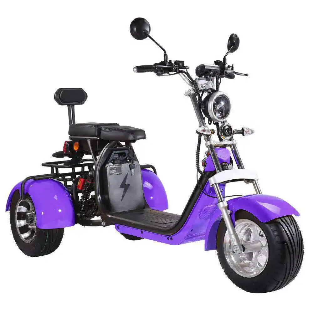 Scooter Eléctrico de carga de 3 ruedas, 12 ", 60V, 3000W, neumático ancho, 30Ah, largo alcance, city coco citycoco, halley