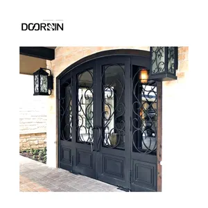 Best Selling House Door Exterior Entrance French Style Security Sound Proof Villa Wrought Iron Double Entry Doors
