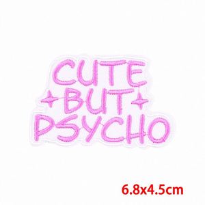 Patch brodé thermocollant rose Kiss Cute but Psycho Dice pour vêtements, chapeaux et sacs – Grande Vente - Product Image 6