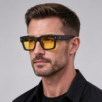 Lunettes Décoratives Quotidiennes Décontractées, Lunettes de Soleil Personnalisées, Monture Carrée Rétro Tendance Style Ancien pour Hommes et Femmes