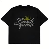 Transferts thermocollants personnalisés en strass pour T-shirts, motif plage estivale