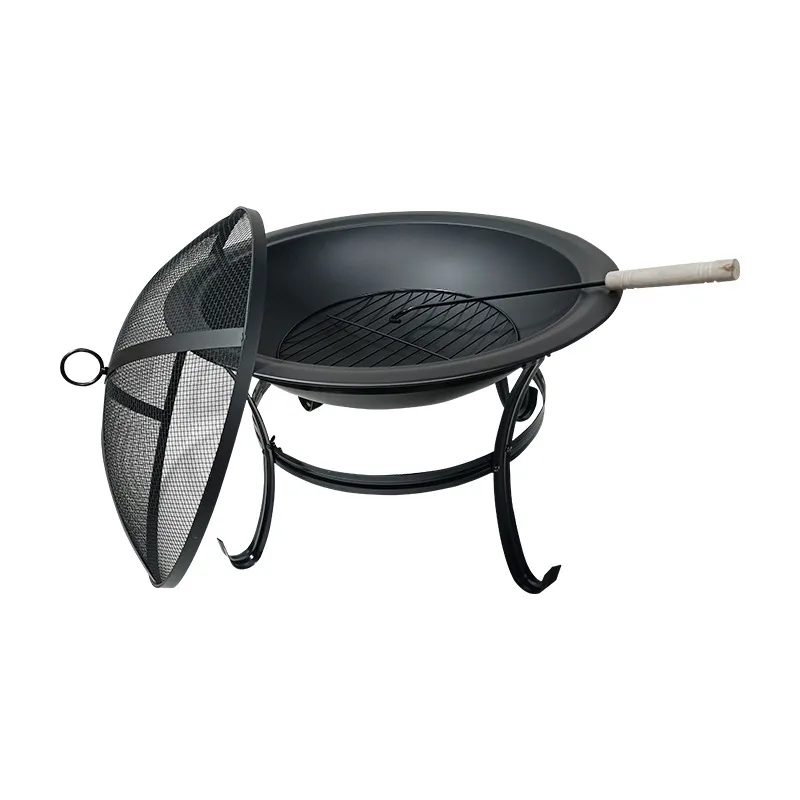 Multifunktionelle tragbare 21,5-Zoll-Fläche Eisenfuß-Ofen Outdoor-Grill Holzkohle Grill mit abnehmbarem Stativ