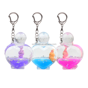 Porte-clés en forme de cœur avec flacon de <span class=keywords><strong>parfum</strong></span> mignon, pendentif créatif pour sac, cadeaux populaires, grand format, en plastique scintillant, vente en gros - Product Image 6