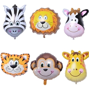 Globo de Aluminio con Cabeza de Animal de Dibujos Animados, León, Tigre, Jirafa, Cebra, Vaca, Mono, Burro, Cerdito, Juguete Infantil - Product Image 1
