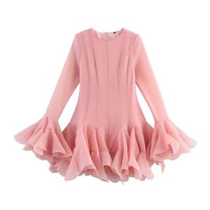 Vestido Casual de Verano Estilo Europeo Americano con Cuello Redondo, Mini Vestido con Volantes de Encaje, Transpirable y Natural para Mujer - Product Image 2