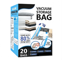 Sacs de rangement écologiques compressibles sous vide avec fermeture éclair et pompe, lot de 20, PE+PA/PET+PA, prêts pour le voyage, pour vêtements, literie, chambre