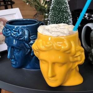 Mug Tête d'Apollon David en Grec Antique Espagnol, Sculpture Romaine, Tasse à Eau David 15oz - Product Image 2