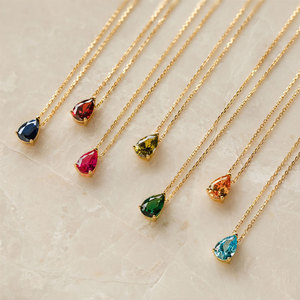 Collar de Zirconia con Baño de Oro PVD de 14k/18k, Base de Acero Inoxidable 316L, Resistente al Agua y al Deslustre, con Dije de Piedra de Nacimiento para Mujer - Product Image 2