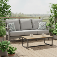 Umweltfreundliches HDPE Modernes Dreisitzer-Gartensofa-Set, Verblassungsresistent, Wasserdicht, Recycelbar, Terrassenmöbel für Resorts