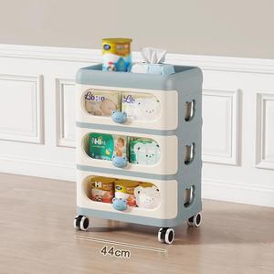 Chariot de rangement mobile en plastique à <span class=keywords><strong>3</strong></span> niveaux avec roulettes, motif ours de dessin animé, pour jouets d'enfants, avec tiroirs - Product Image 1