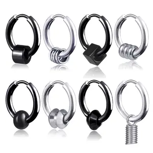 1 Piece Punk Aço Inoxidável Pequeno Brincos De Argola Brincos Pretos Para Homens Mulheres Vintage Hip Hop Piercing Brincos Homens