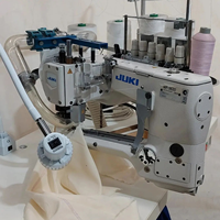 Machine à coudre industrielle Jukis MF-3620 à quatre aiguilles, bras courbé, pour couture plate et décorative double face