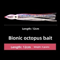 Leurre souple artificiel lumineux et coloré imprimé pieuvre bionique, multi-tentacules, 12cm 4g, sans hameçons, pour marlin
