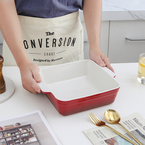 Plat de cuisson carré en céramique avec poignée Ustensiles de cuisine écologiques pour nouilles <span class=keywords><strong>au</strong></span> <span class=keywords><strong>fromage</strong></span> et cuisson - Product Image 4