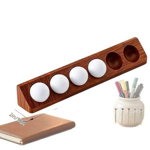 Wooden Golf Ball Storage Rack <b>Wall</b> Mount Single Layer Pine Material <b>Desk</b> Display Shelf Collectible Organizer - Product Image 2