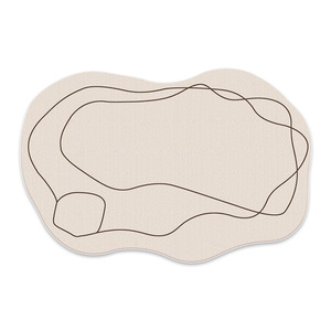 Tapis Moderne Abstrait Forme Originale Antidérapant Épais et Confortable pour Salon et Chambre à Coucher Motif Rayé Lavable à l'Eau - Product Image 5