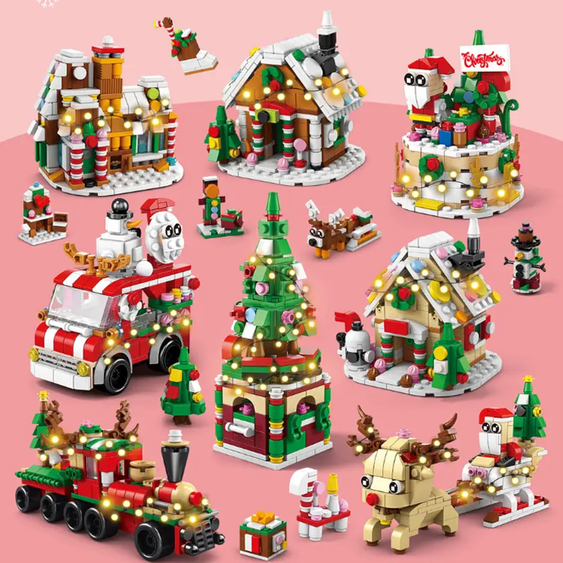 6 in 1 Weihnachten DIY Bausteine Spielzeug für Kinder Weihnachts baum Santa Schönes Geschenk Kreative Modellbau steine