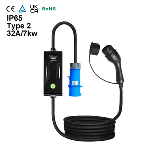 EVSE 5M CEE IEC62196 type 2 home portable ev charger with lcd