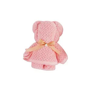 2024 new products Wholesale Bear Fleece Bear Towel Gift 35*75cm Wedding Gifts Towel Set In Gift Box For Guests