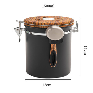 Wadah Kopi Kedap Udara Stainless Steel, Stoples Penyimpanan Ampas Kopi dengan Katup Satu Arah, Wadah Penyimpanan Biji Kopi/Teh 1-2L Modern - Product Image 3