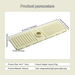 Tapis de protection anti-éclaboussures Zenidoo en silicone souple et écologique pour robinet, 44,5x14cm, pour éviers de cuisine et salle de bain, réglable - Product Image 6