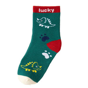 Chaussettes éponge épaissies pour enfants serviette chaude d'hiver pour garçons filles conception de dessin animé de dinosaure doublé <span class=keywords><strong>polaire</strong></span> grandes tailles équipage tricoté - Product Image 5