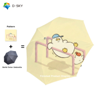 Parapluie manuel entièrement en fibre de verre à trois plis avec manche long, tige droite incurvée, pour les jours ensoleillés et pluvieux, personnalisable avec LOGO d'entreprise