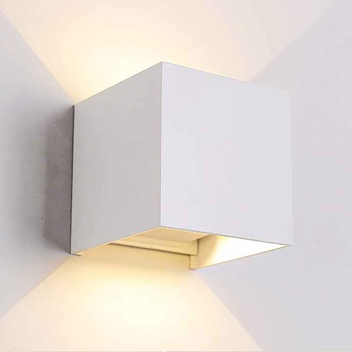 Modern Outdoor Wall Lamp Square LED 12W Warm White Light 3000K PC Body and Aluminum Base IP65 Rating for Garden