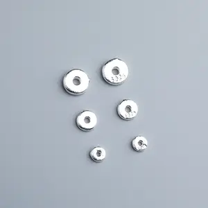 Wholesale 925 Sterling Silver Flat Disc Rondelle Spacer Beads Metal Coin Beads Jewelry Finding Supplies